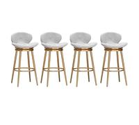 Lot de 4 tabourets de bar avec dossier en velours, hauteur comptoir for îlot de cuisine, tabourets de bar rembourrés avec repose-pieds, chaises de bar sans accoudoirs à hauteur fixe for salle à manger