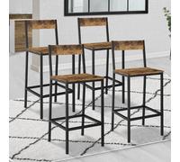 IDMarket Tabourets de bar Dayton – avec dossier – Design industriel – Lot de 4