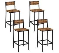 IDMarket Tabourets de bar Dayton – avec dossier – Design industriel – Lot de 4