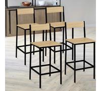 IDMarket – Tabourets de bar Detroit avec dossier, design industriel – Lot de 4