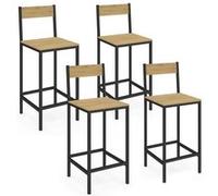 IDMarket – Tabourets de bar Detroit avec dossier, design industriel – Lot de 4