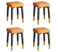 Lot de 4 tabourets de bar empilables carrés en métal avec support en forme de X, coussinets antidérapants, sièges rembourrés, design dos nu, couleurs assorties pour salle à manger/maison