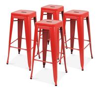 Lot de 4 tabourets de bar en acier rouge mat Indus - Oviala