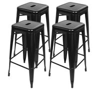 Lot de 4 tabourets de bar en fer de style industriel - JEOBEST - Noir - Charge max. 150kg