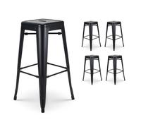Kosmi SKU - Lot de 4 tabourets de Bar en métal Noir Mat Style Industriel - Hauteur 76 cm