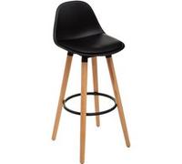Lot de 4 tabourets de bar en polypropylène et hêtre coloris noir - l. 42,5 x l. 39,5 x h. 92 cm -pegane- Noir