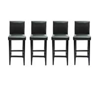 Lot de 4 tabourets de bar en similicuir noir avec pieds en bois | Similicuir lavable, hauteur 75 cm, charge 110 kg, usage domestique et local, pieds en bois