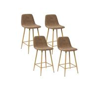 Atmosphera - Lot de 4 tabourets de bar en velours côtelé ROKA - Taupe - Roka Taupe