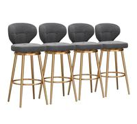 Lot de 4 tabourets de bar en velours pivotant à 360° avec repose-pieds doré pour cuisine et pub - Design élégant gris - Parfait pour un usage domestique et commercial