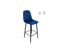 - Lot de 4 Tabourets de bar en velours vintage Inoui - Bleu - Inoui