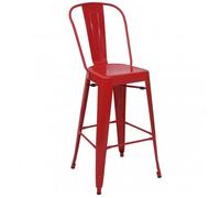 4x tabouret de bar HWC-A73, chaise de comptoir avec dossier, métal, design industriel rouge