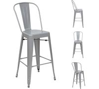 lot de 4 tabourets de bar HWC-A73, chaise de bar tabouret de comptoir avec dossier, métal design industriel ~ gris