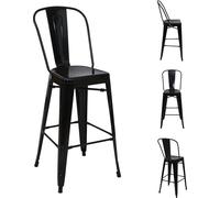 4x Tabouret De Bar Hwc-A73, Chaise De Comptoir Avec Dossier, Métal, Design Industriel Noir Multicolore
