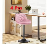 Lot de 4 Tabourets de bar JEOBEST rose avec coussin moelleux et hauteur réglable