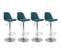 Lot de 4 tabourets de bar KARL design bleu canard Bleu G