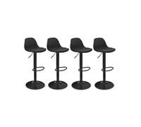 IDMarket Lot de 4 tabourets de bar KARL design noir pieds noirs