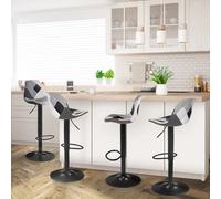 IDMarket – Lot de 4 tabourets de bar Karl Design – Patchworks noirs, gris et blancs – Pied noir