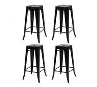 IDMarket - Tabourets de bar Leny métal noir mat empilables aspect brut factory - Lot de 4