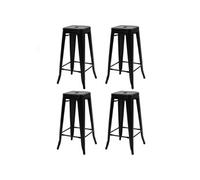 IDMarket - Tabourets de bar Leny métal noir mat empilables aspect brut factory - Lot de 4