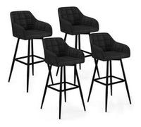 IDMarket - Lot de 4 tabourets de Bar Mady avec accoudoirs en Velours Noir