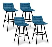 Lot de 4 tabourets de bar MADY en velours bleu Bleu G