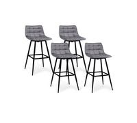 IDMARKET Lot de 4 tabourets de bar MADY en velours gris clair