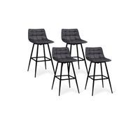 IDMarket – Tabourets de bar Mady en velours – Gris foncé – Lot de 4