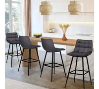 IDMarket – Tabourets de bar Mady en velours – Gris foncé – Lot de 4