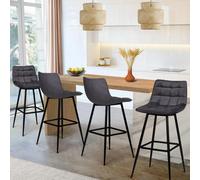 IDMarket - Lot de 4 tabourets de Bar Mady en Velours Gris foncé