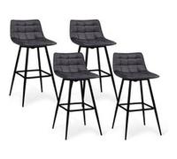 Lot de 4 tabourets de bar MADY en velours gris foncé Gris foncé G