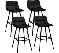Lot de 4 tabourets de bar MADY en velours noir Noir G