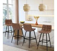IDMarket Tabourets de bar Mady Marron Vintage – Lot de 4