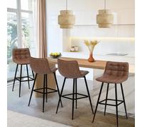 IDMarket - Lot de 4 tabourets de Bar Mady Marron Vintage