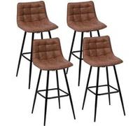 Lot de 4 tabourets de bar MADY marron vintage Marron G