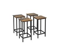 COSTWAY 4 Tabourets de Bar de Style Industriel 30 x 30 x 65 CM (L x l x H) pour Cuisine,Café,Bistro,Térrasse- Marron Rustique