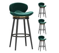 Lot de 4 tabourets de Bar Modernes en Velours, pivotants à 360 degrés, avec Pieds en métal Noir et Repose-Pieds à Dossier Bas, idéal pour Cuisine, pub, Bistro, Vert