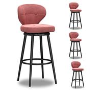 Lot de 4 tabourets de bar modernes en velours rose avec dos pivotant, hauteur de comptoir et repose-pieds en métal pour cuisine, maison, bar, salle à manger, café