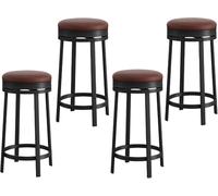 Lot de 4 Tabourets de Bar Pivotants 65 cm - Siège Rembourré PU Anti-Rayures Style Vintage Moderne - sans Dossier & sans Assembleur pour Comptoir 90 cm (Brun Chocolat)