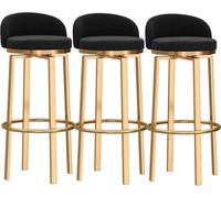 Lot de 4 tabourets de bar pivotants avec dossier - Chaises de bar rembourrées - Pieds dorés et noirs - Meubles de salle à manger élégants et confortables
