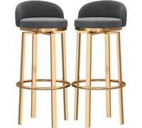 Lot de 4 tabourets de bar pivotants avec dossiers, hauteur de comptoir, chaises de cuisine, tabourets de salle à manger rembourrés pour la maison, le bar/la cuisine, pieds élégants gris doré (2 pièces