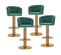 Lot de 4 tabourets de bar pivotants en velours doré à hauteur réglable avec dossiers, design luxueux pour la maison, la cuisine