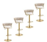 Lot de 4 tabourets de bar pivotants, hauteur de comptoir, 76,2 cm, tabouret de bar réglable avec dossier et repose-pieds, chaises de bar faciles à assembler pour cuisine, chaises insulaires, blanc