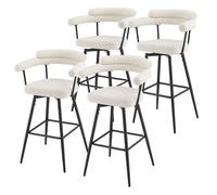 Lot de 4 tabourets de bar pivotants ML-Design hauteur 76 cm beige en tissu teddy rembourrés