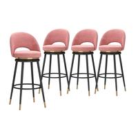Lot de 4 tabourets de Bar pivotants Modernes avec dossiers, chaises Hautes en Velours rembourré pour îlot de Cuisine, chaises à Hauteur de comptoir avec Pieds en métal Noir