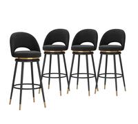 Lot de 4 tabourets de Bar pivotants Modernes avec dossiers, chaises Hautes en Velours rembourré pour îlot de Cuisine, chaises à Hauteur de comptoir avec Pieds en métal Noir