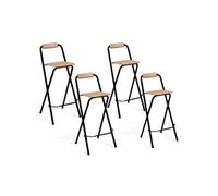 IDMarket - Tabourets de bar pliants Detroit - Structure noire, design industriel - Lot de 4
