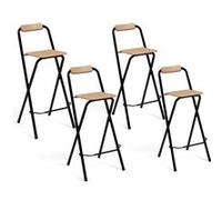 IDMarket - Tabourets de bar pliants Detroit - Structure noire, design industriel - Lot de 4