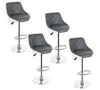 Lot de 4 Tabourets de Bar Réglable en Hauteur Similicuir I Chaise Hauteur de Bar Confortable Dossier et Repose-Pied Ergonomique pour Bars, Pubs, Cuisine et Restaurants