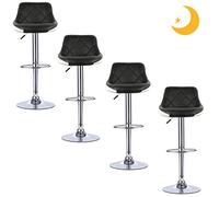 Lot de 4 Tabourets de Bar Réglable en Hauteur Similicuir I Chaise Hauteur de Bar Confortable Dossier et Repose-Pied Ergonomique pour Bars, Pubs, Cuisine et Restaurants