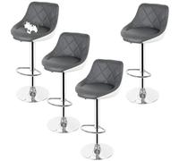 Lot de 4 Tabourets de Bar Réglable en Hauteur Similicuir I Chaise Hauteur de Bar Confortable Dossier et Repose-Pied Ergonomique pour Bars, Pubs, Cuisine et Restaurants